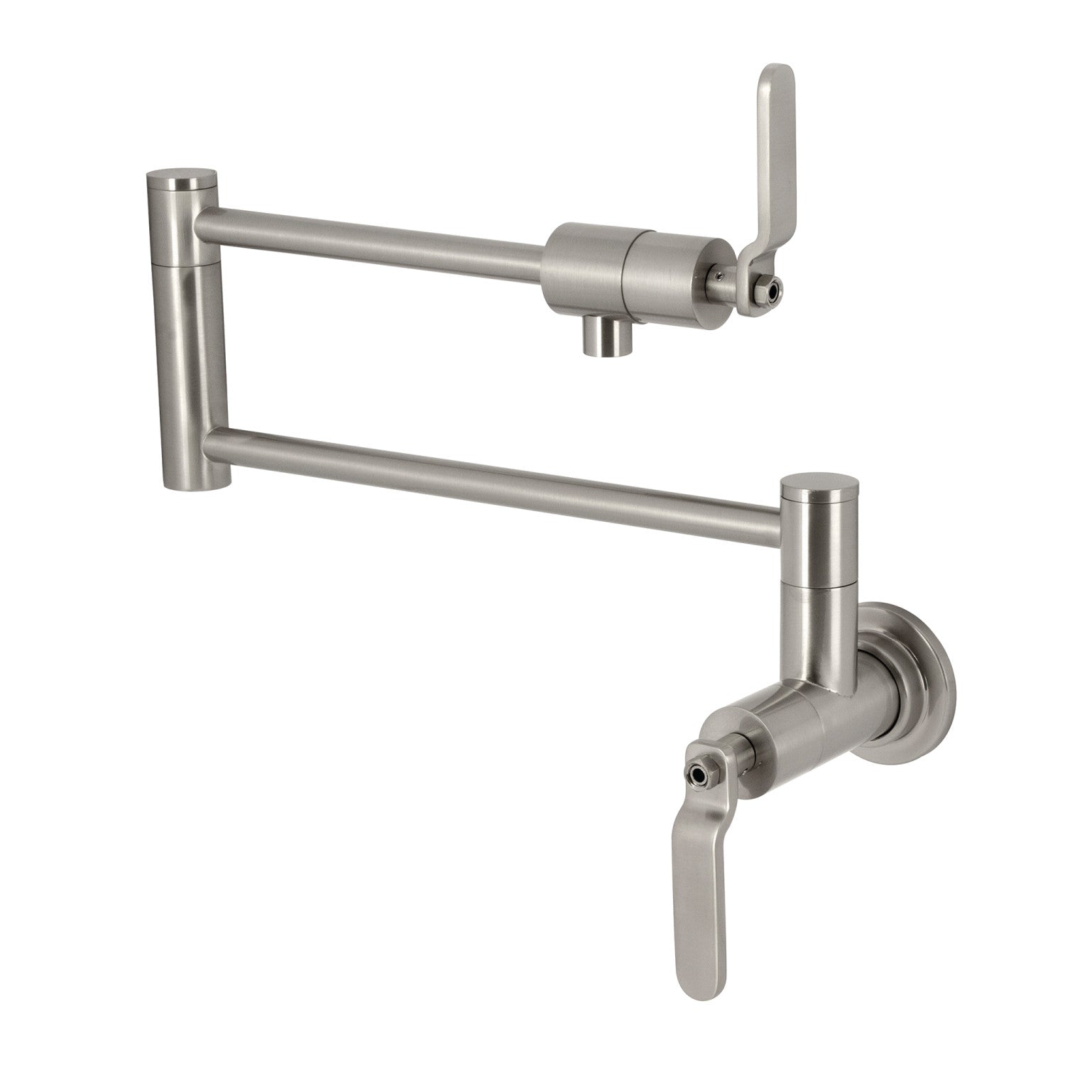 Kingston Sona KS4108KL - Whitaker Two-Handle 1-Hole Wall Mount Pot Filler Faucet, Brushed Nickel — image 1